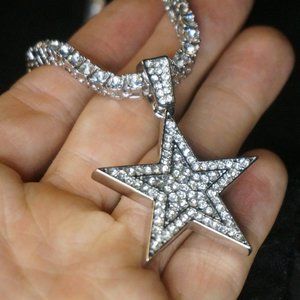 Diamond CZ Star Pendant (20" Tennis/Rope Chain)